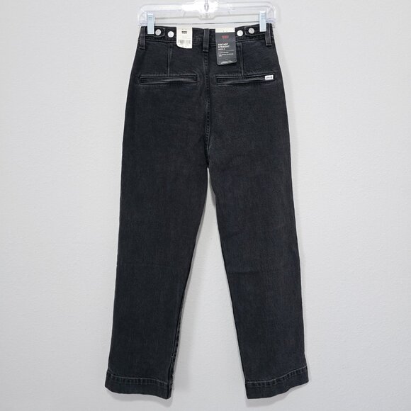 NWT Levi's Premium Ribcage Straight Ankle Jeans Black Wash 26 90s Minimalist - Picture 2 of 7